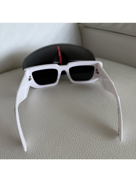 NEW PRADA Sunglasses White Silver Square 100% Authentic main image 5